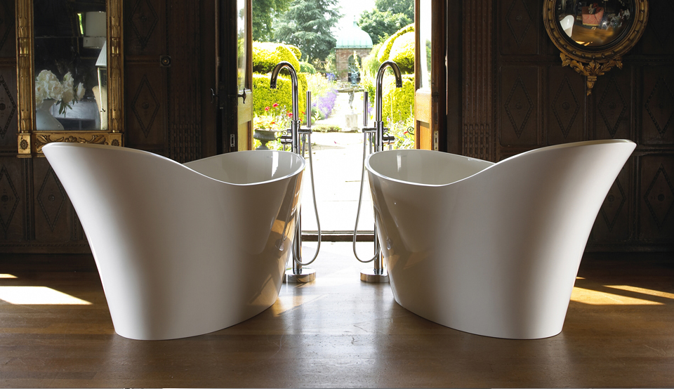 Victoria + Albert Amalfi bath in volcanic limestone is distributed in Quenesland by Luxe by Design, Brisbane.