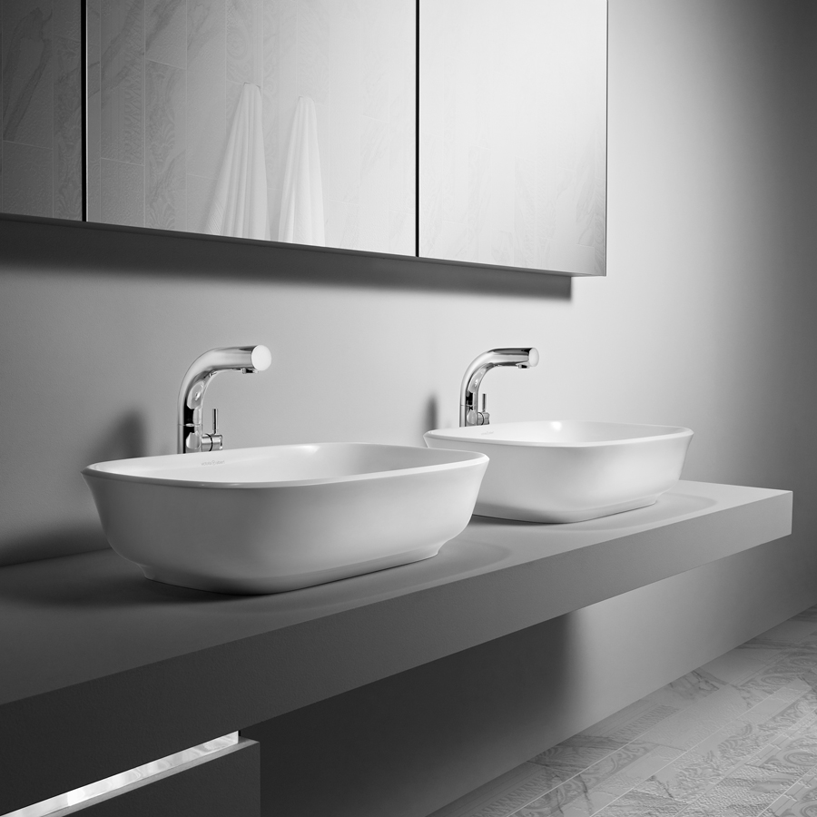 Victoria + Albert Amiata 60 basin in volcanic limestone is distributed in Queensland by Luxe by Design, Brisbane.