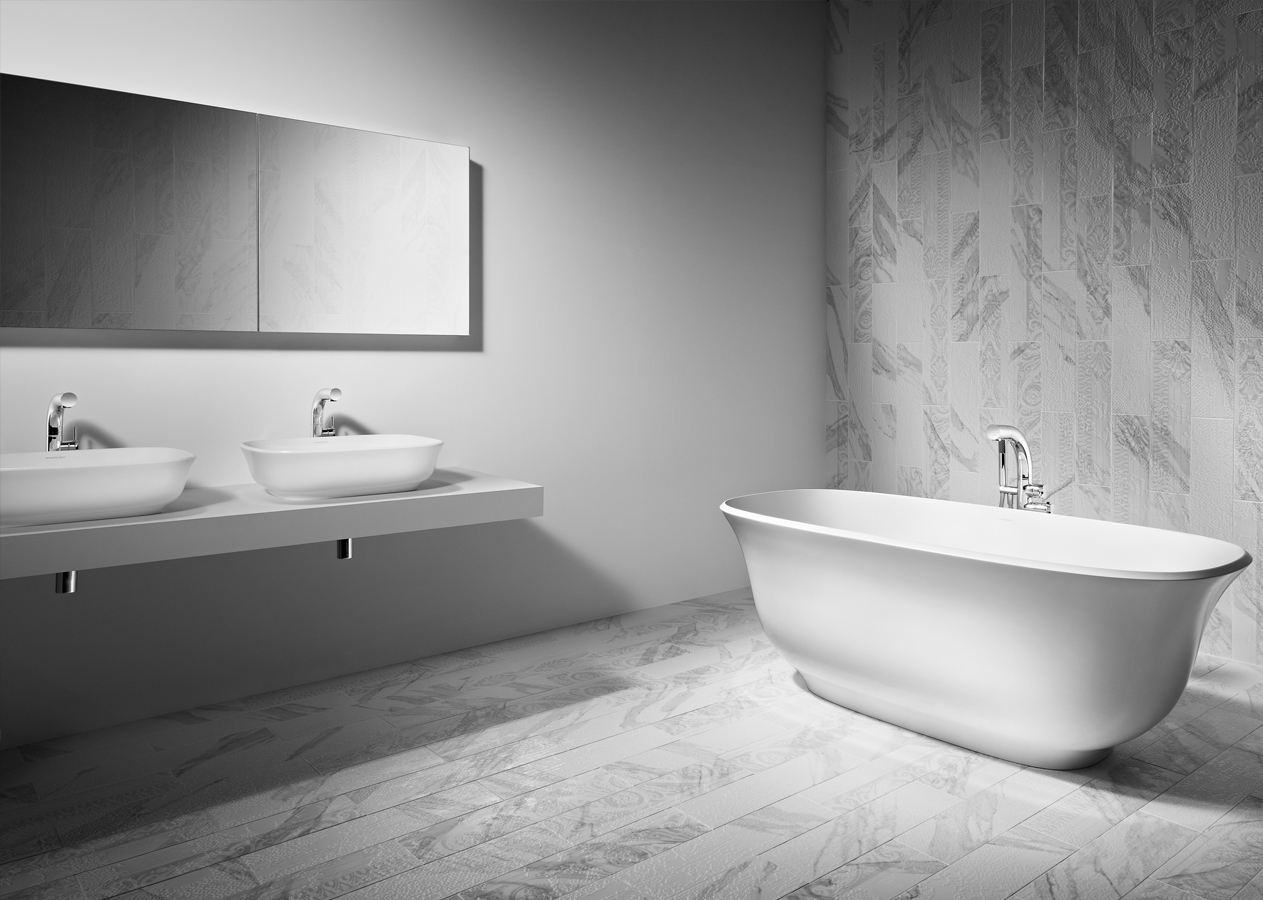 Victoria + Albert Amiata bath in volcanic limestone is distributed in Quenesland by Luxe by Design, Brisbane.