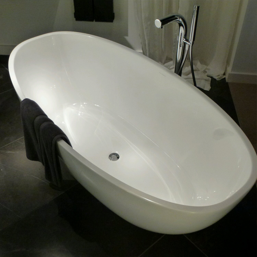 Victoria + Albert Barcelona bath in volcanic limestone is distributed in Quenesland by Luxe by Design, Brisbane.