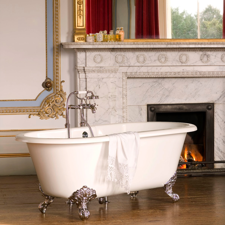 Victoria + Albert Cheshire bath in volcanic limestone is distributed in Quenesland by Luxe by Design, Brisbane.