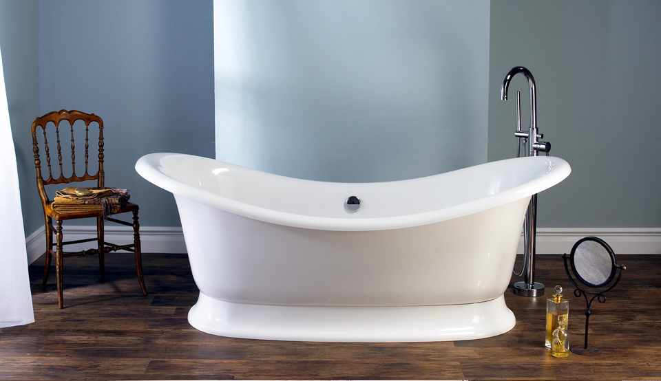 Victoria + Albert Marlborough traditional bath in volcanic limestone is distributed in Quenesland by Luxe by Design, Australia.