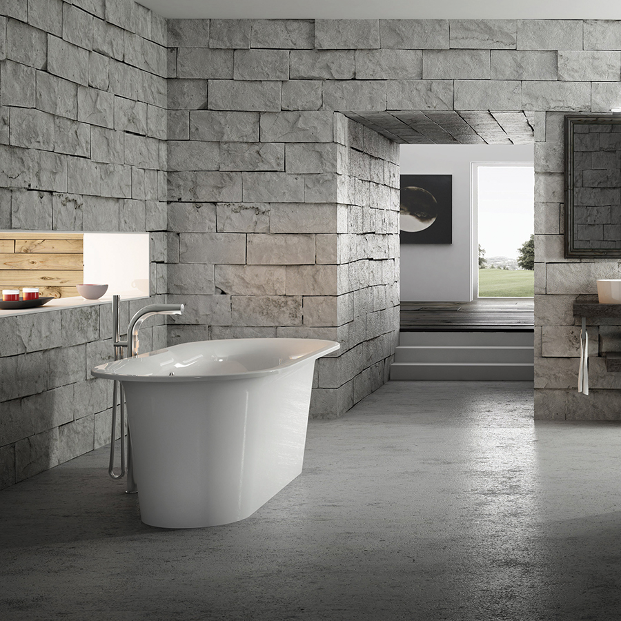 Victoria + Albert Monaco bath in volcanic limestone is distributed in Quenesland by Luxe by Design, Brisbane.