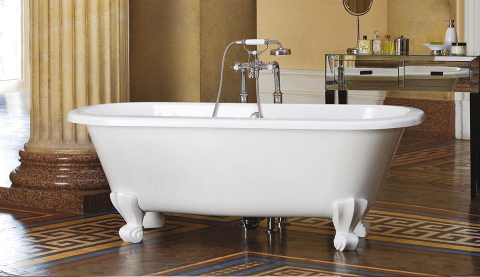 Victoria + Albert Richmond traditional bath in volcanic limestone is distributed in Quenesland by Luxe by Design, Australia.