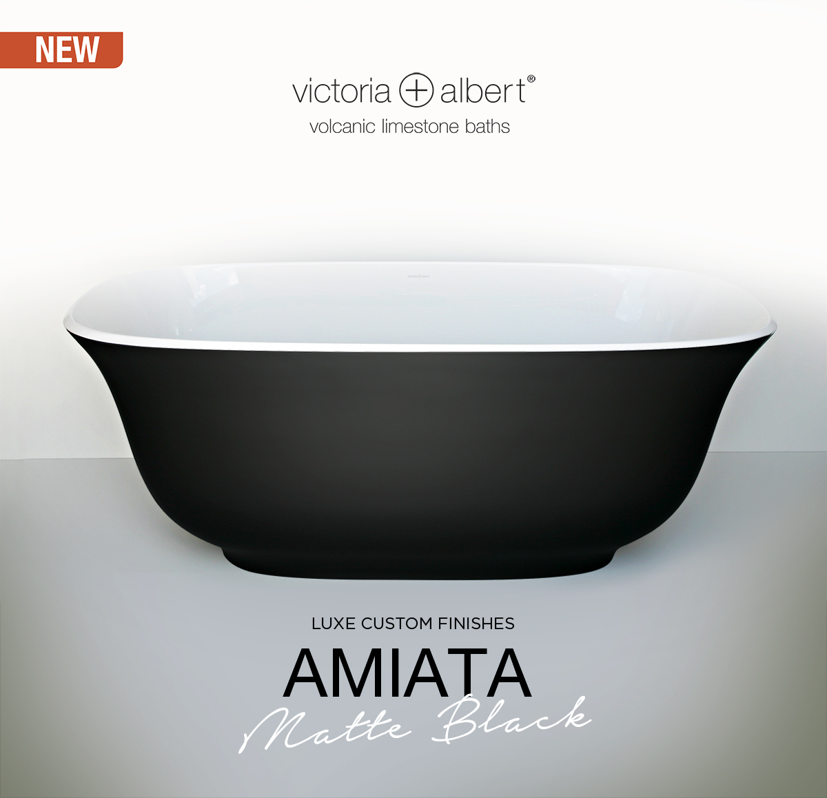 Victoria + Albert Amiata Matte Black custom painted bath by Luxe by Design, Brisbane.