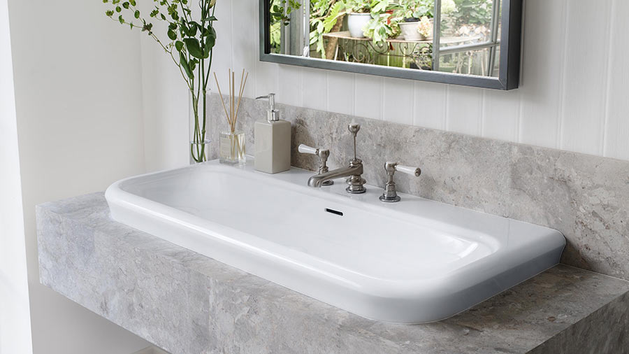 Victoria + Albert Lario 100 Solo recess mounted stone washbasin - distributed in Australia by Luxe by Design, Brisbane.