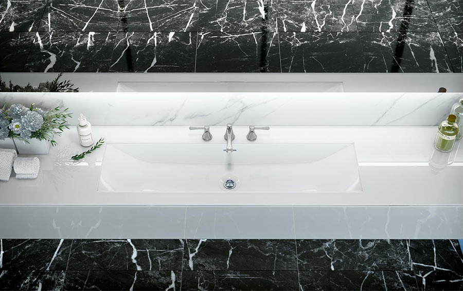 Victoria + Albert Rossendale 122 recess mounted stone washbasin - distributed in Australia by Luxe by Design, Brisbane.