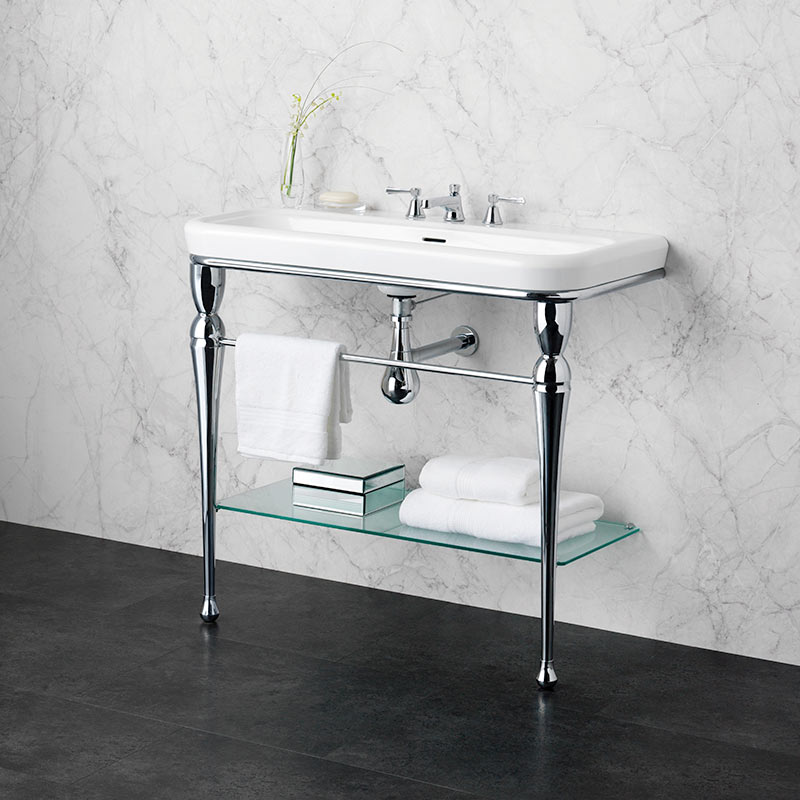 Victoria + Albert Candella 100 washstand. Metal frame, porcelain top style bathroom vanity. Distributed by Luxe by Design Australia.