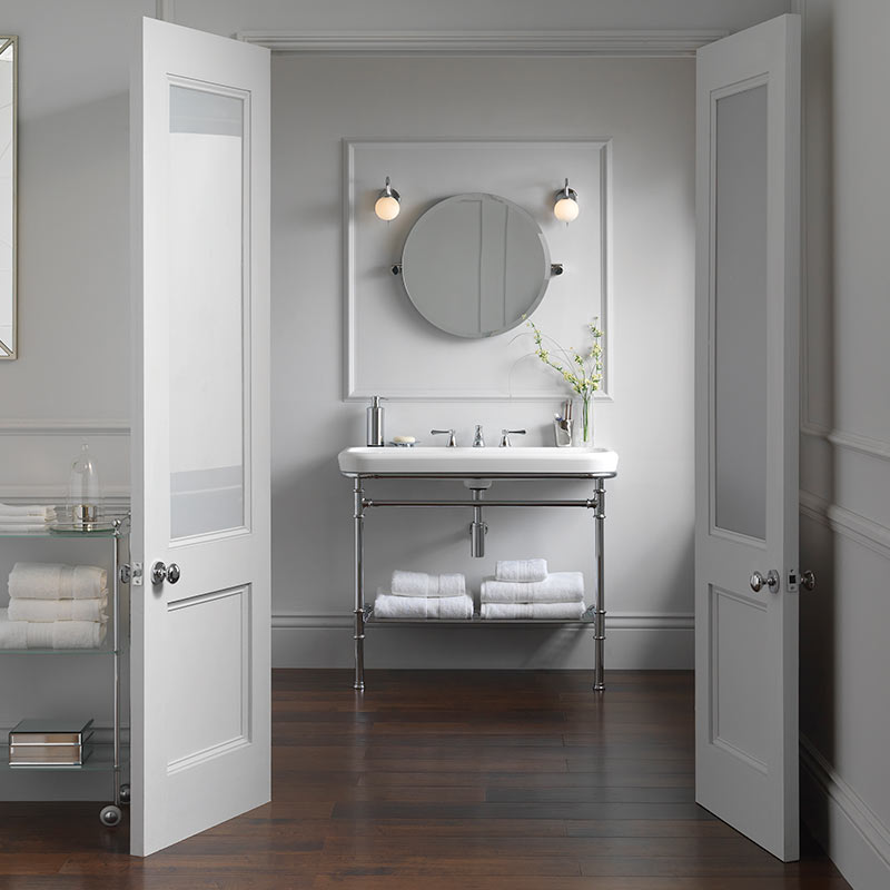 Victoria + Albert Metallo 100 washstand. Metal frame, porcelain top style bathroom vanity. Distributed by Luxe by Design Australia.
