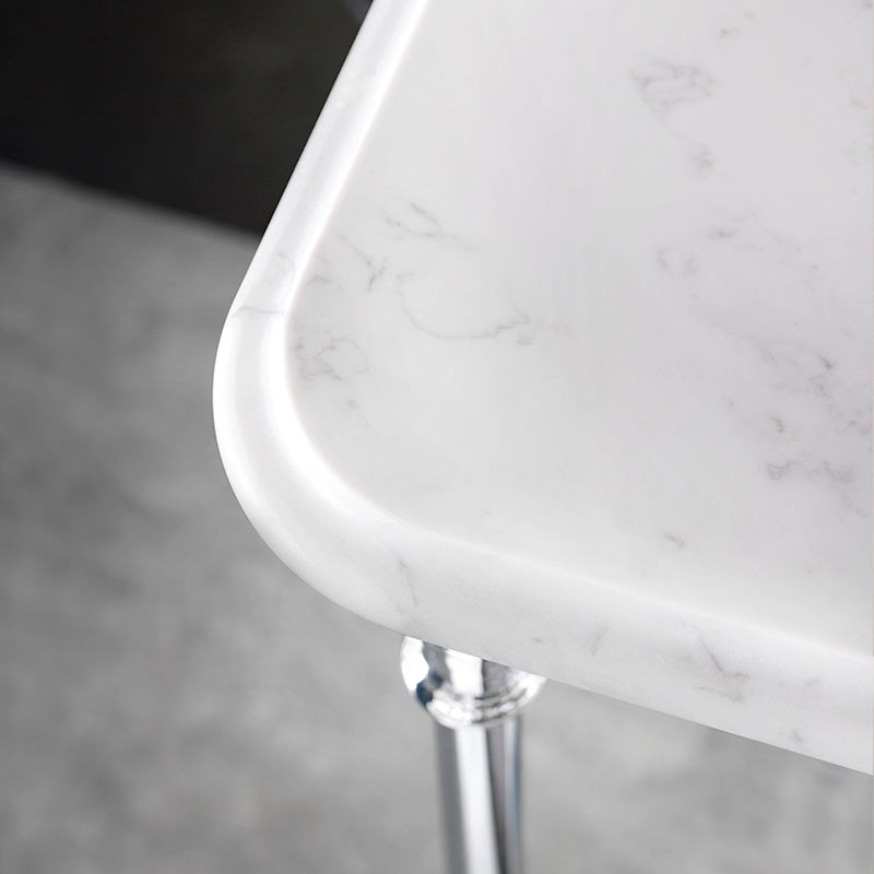 Victoria + Albert Metallo 113 white quartz washstand. Metal frame, stone or marble top bathroom vanity. Distributed by Luxe by Design Australia.