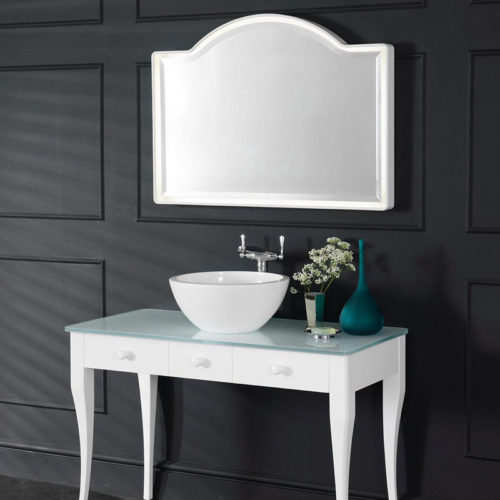 Victoria + Albert Loano 97 curved bevelled mirror. Distributed in Australia by Luxe by Design, Brisbane.
