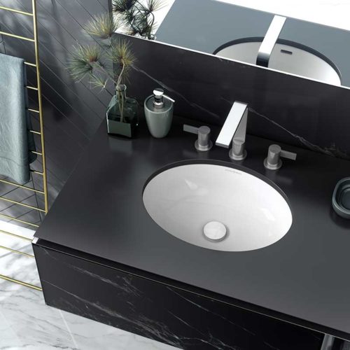 Victoria + Albert Kaali 46 undermount basin. Recessed stone basin, distributed in Australia by Luxe by Design, Brisbane.