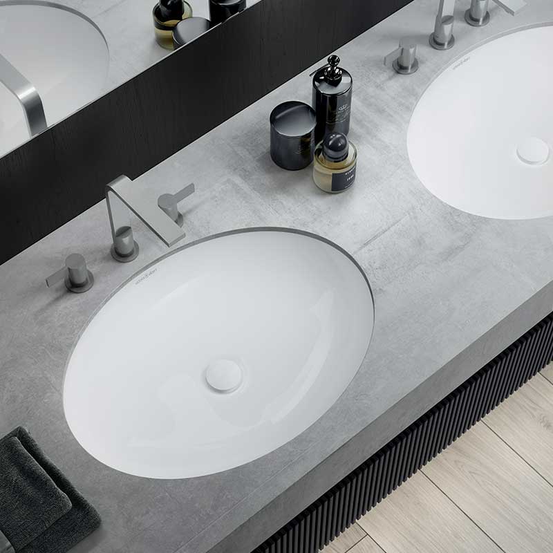 Victoria + Albert Kaali 65 undermount basin. Recessed stone basin, distributed in Australia by Luxe by Design, Brisbane.