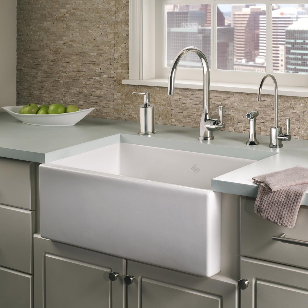 Shaws Shaker Single 800 fireclay butler sink. Distributed in Australia by Luxe by Design, Brisbane.