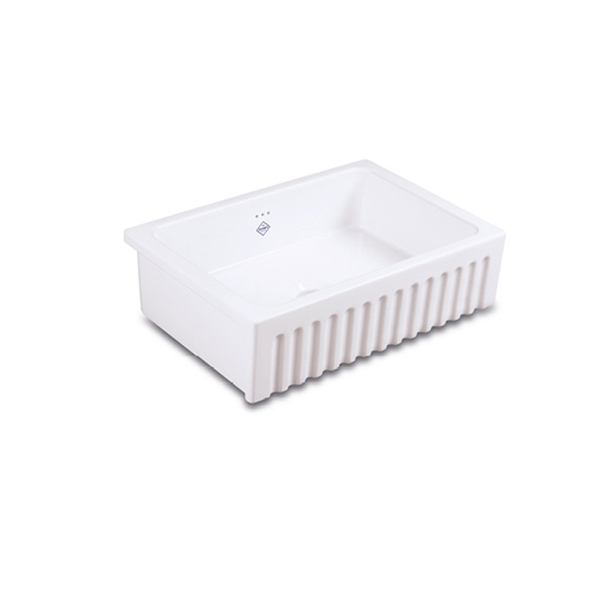 Shaws Bowland 600 Sink. 600mm fluted front fireclay butler sink by Shaws of Darwen, England. Imported and distributed in Australia by Luxe by Design, Brisbane.