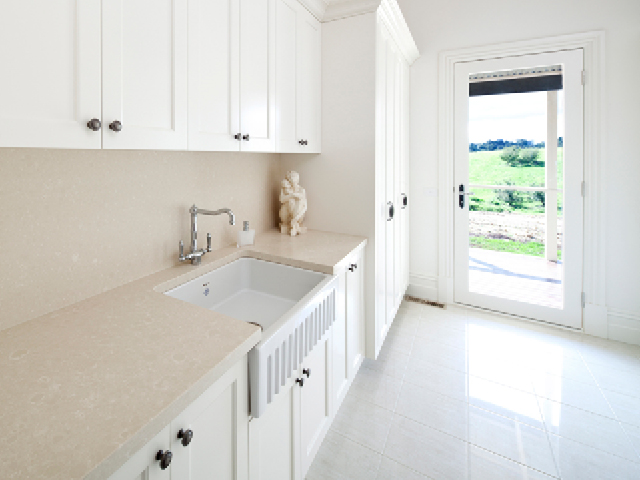 Shaws Bowland 800 Sink. 800mm fluted front fireclay butler sink by Shaws of Darwen, England. Imported and distributed in Australia by Luxe by Design, Brisbane.