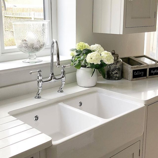 Shaws Double Bowl 800. 800mm fireclay butler sink by Shaws of Darwen, England. Imported and distributed in Australia by Luxe by Design, Brisbane.