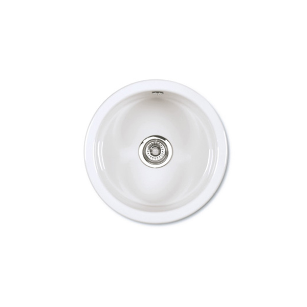 Shaws Round undermount sink. Single bowl 460mm fireclay sink by Shaws of Darwen, England. Imported and distributed in Australia by Luxe by Design, Brisbane.