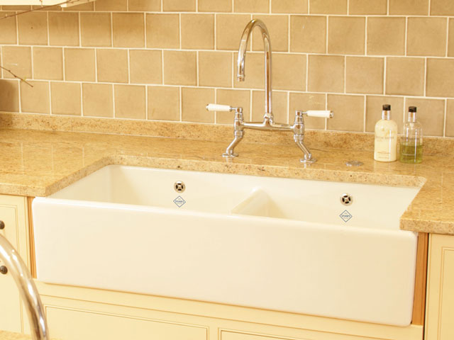 Shaws Shaker Double 800 sink. Dual bowl 800mm fireclay butler sink by Shaws of Darwen, England. Imported and distributed in Australia by Luxe by Design, Brisbane.