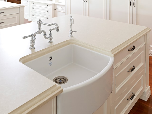 Shaws Waterside Sink. 600mm single bowl bow front fireclay butler sink by Shaws of Darwen, England. Imported and distributed in Australia by Luxe by Design, Brisbane.