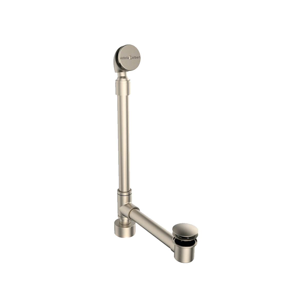 Victoria + Albert Kit 50 exposed bath waste with overflow in Brushed Nickel. Imported and distributed in Australia by Luxe by Design, Brisbane.