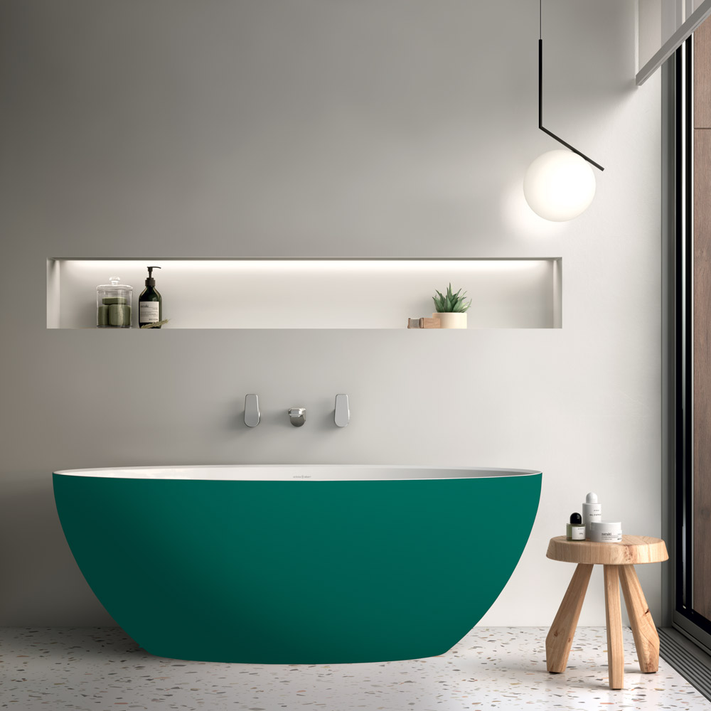 Victoria + Albert Corvara matte painted stone 1500mm bath, distributed in Australia by Luxe by Design, Brisbane.