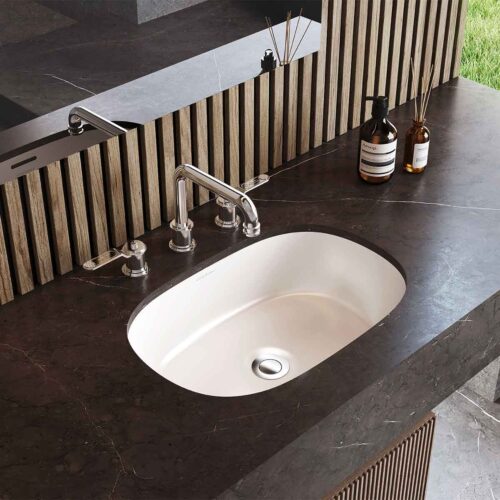 Victoria + Albert Barcelona 53 undermount basin is available in gloss or matt white. Distributed in Australia by Luxe by Design, Brisbane.