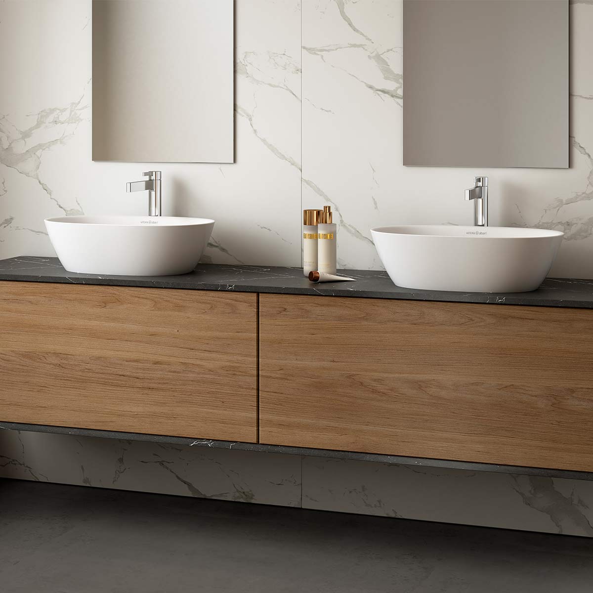 Victoria + Albert Lussari 55 basin in gloss white. Also available in matt white or custom colour exterior paint in any matt or gloss colour. Distributed in Australia by Luxe by Design, Brisbane.