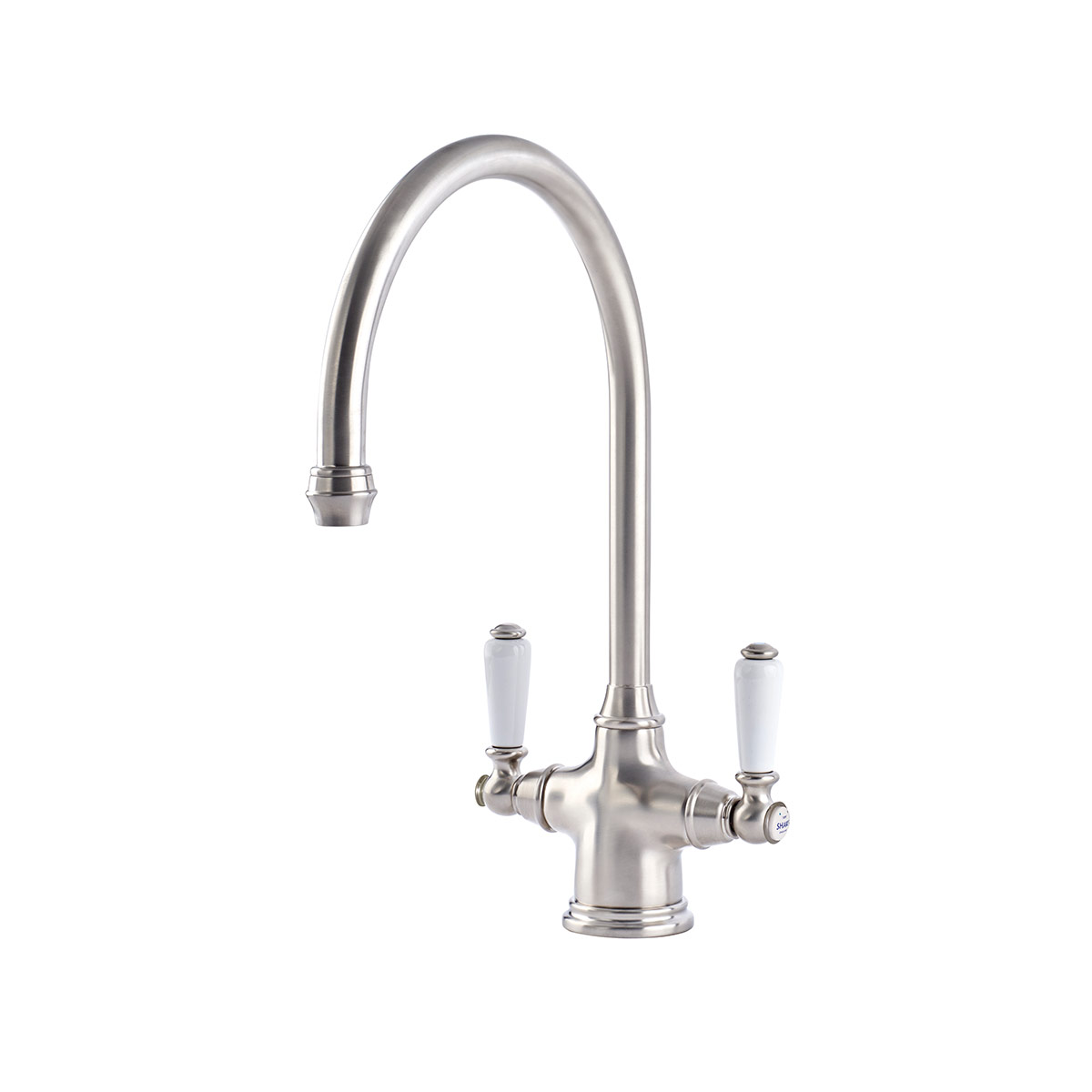 Shaws by Perrin & Rowe Ribble kitchen mixer in Pewter. Phoenician style monobloc kitchen tap AUSH.4460. Distributed in Australia by Luxe by Design, Brisbane.