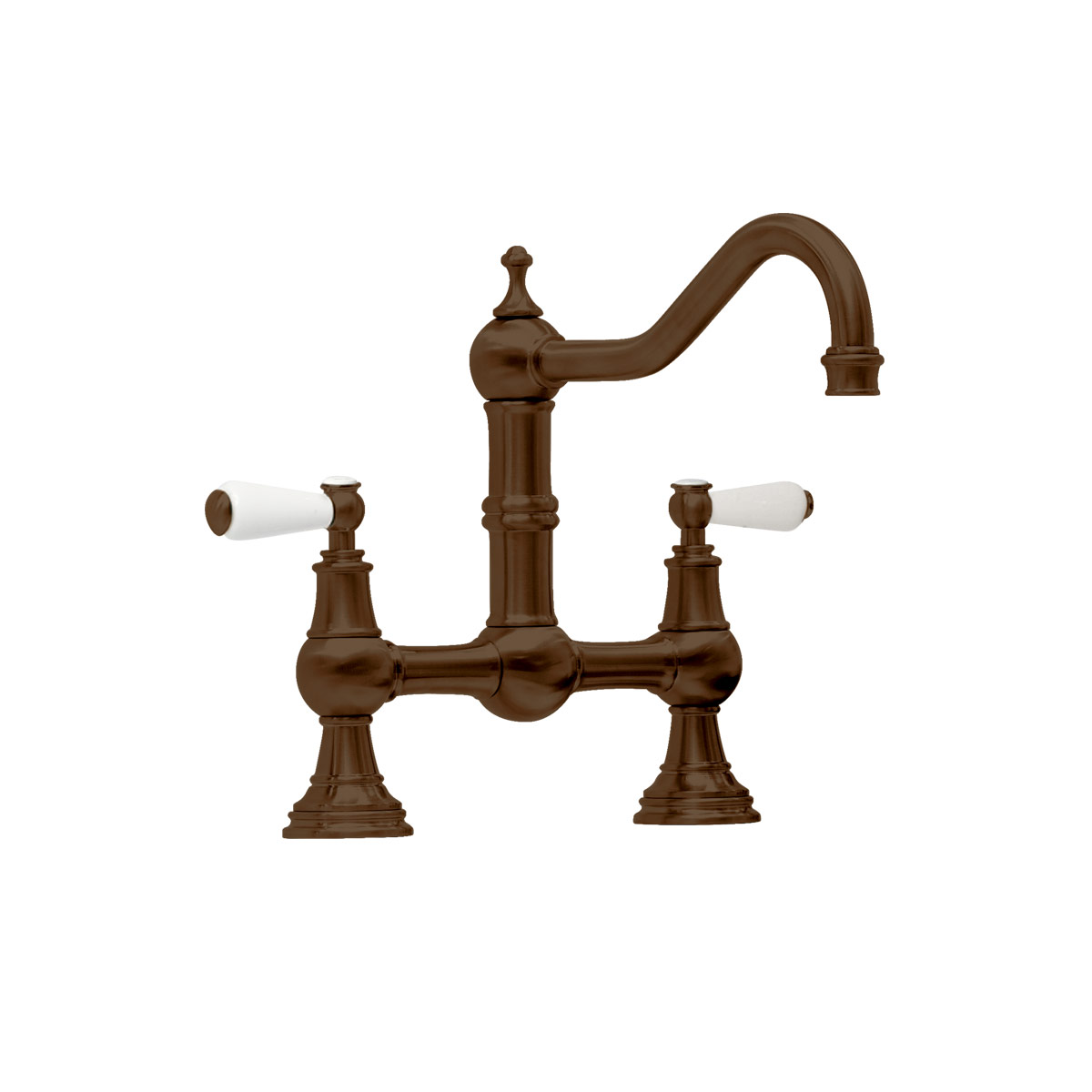 Shaws by Perrin & Rowe Hambleton French bridge mixer in English Bronze. Provence style kitchen tap AUSH.4751. Distributed in Australia by Luxe by Design, Brisbane.