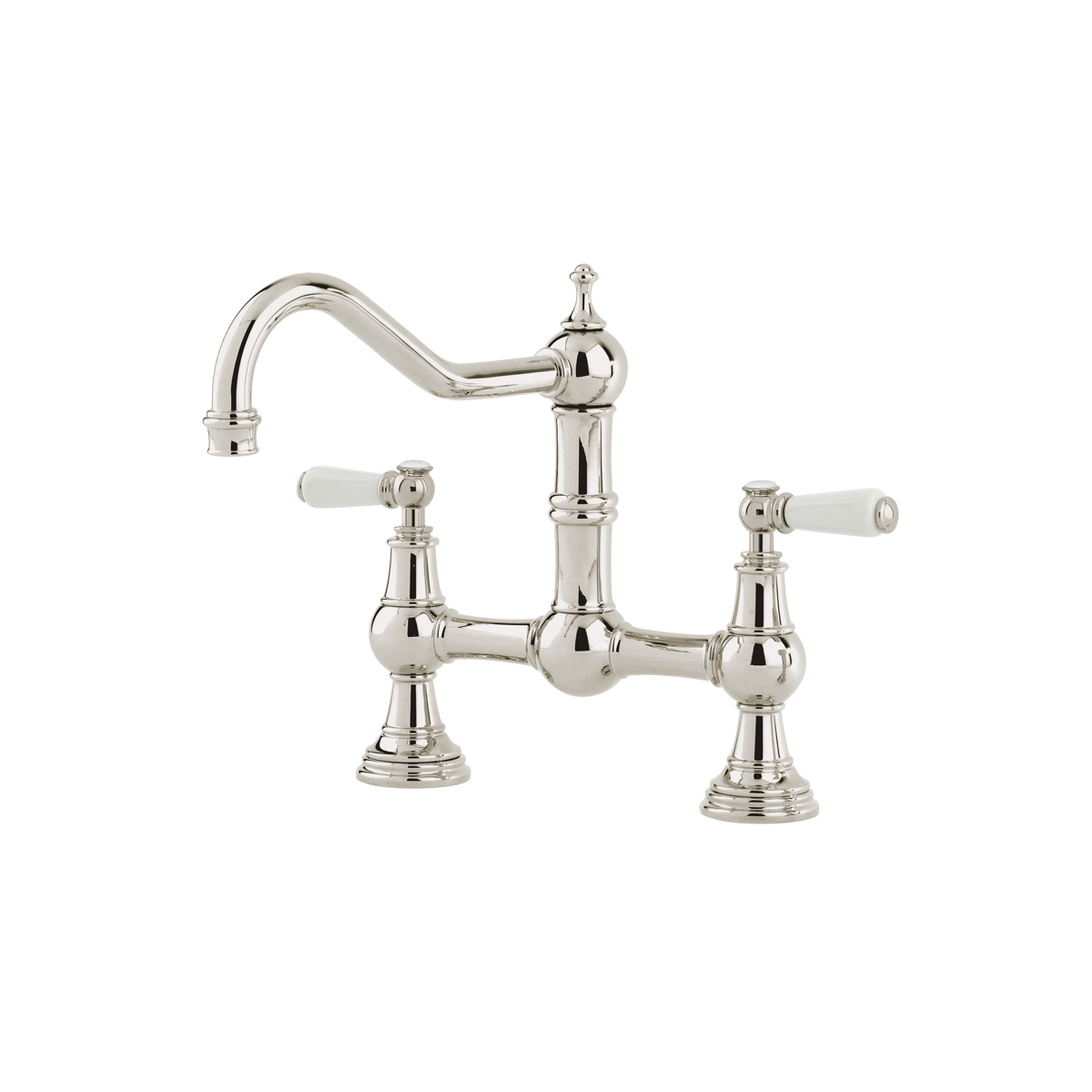 Shaws by Perrin & Rowe Hambleton French bridge mixer in Nickel. Provence style kitchen tap AUSH.4751. Distributed in Australia by Luxe by Design, Brisbane.
