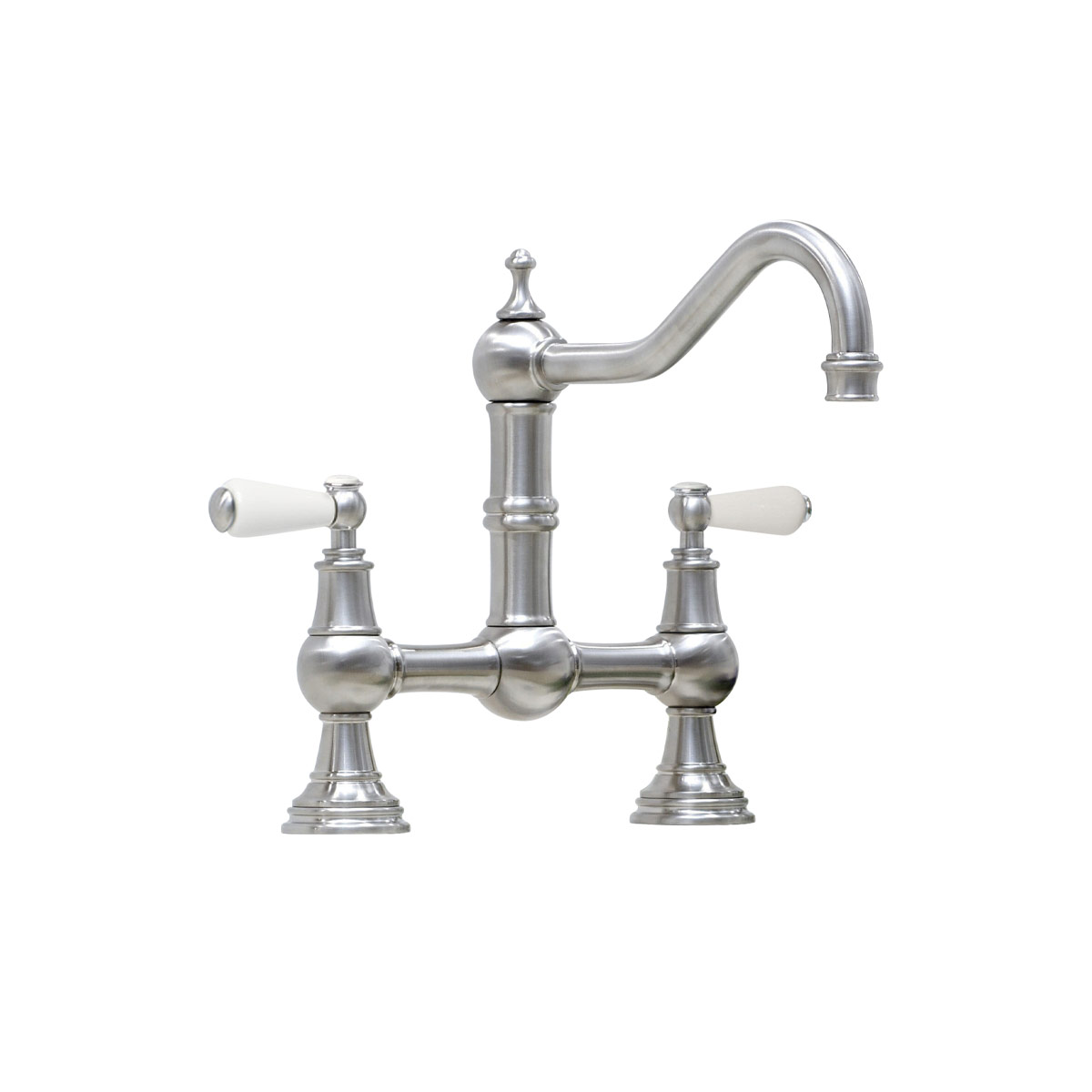 Shaws by Perrin & Rowe Hambleton French bridge mixer in Pewter. Provence style kitchen tap AUSH.4751. Distributed in Australia by Luxe by Design, Brisbane.