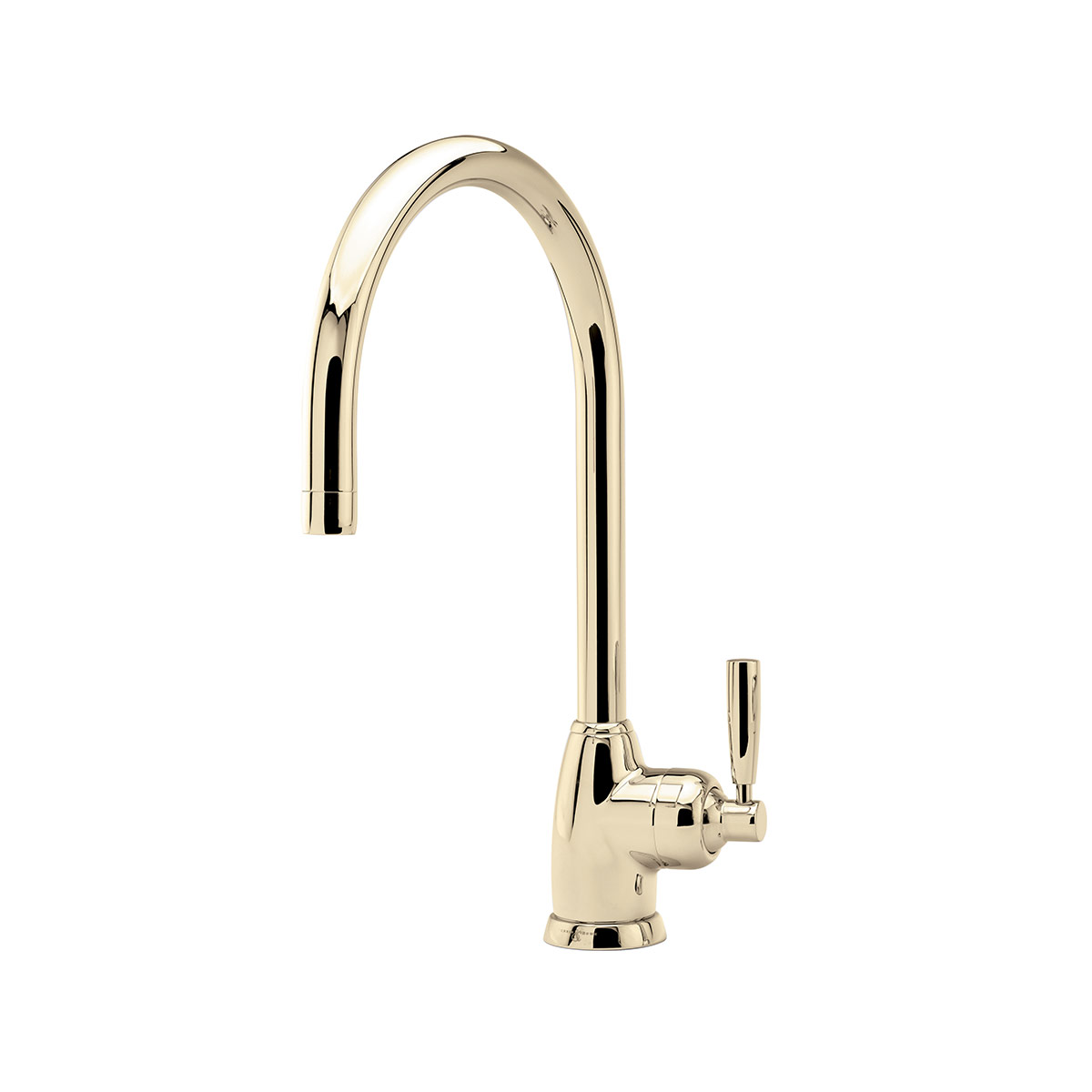 Shaws by Perrin & Rowe Roeburn kitchen mixer in Gold. Mimas style monobloc kitchen tap AUSH.4841. Distributed in Australia by Luxe by Design, Brisbane.