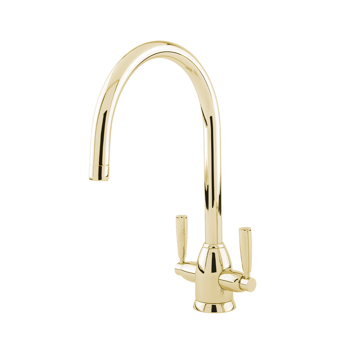 Shaws by Perrin & Rowe Silverdale kitchen mixer in Gold. Oberon style kitchen mixer AUSH.4861. Distributed in Australia by Luxe by Design, Brisbane.