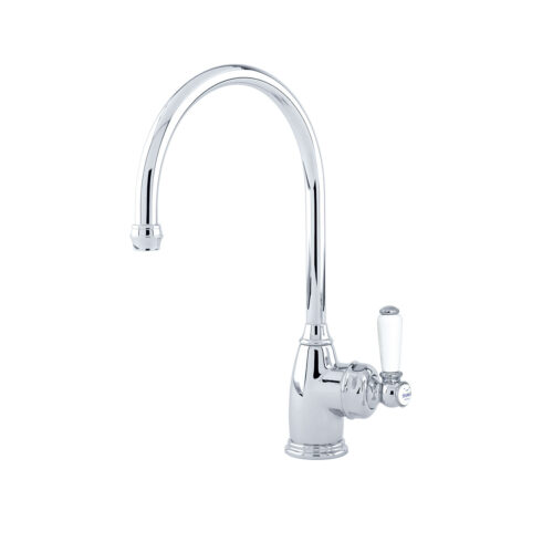 Shaws by Perrin & Rowe Yarrow kitchen mixer in Chrome. Parthian style monobloc kitchen tap AUSH.4341. Distributed in Australia by Luxe by Design, Brisbane.