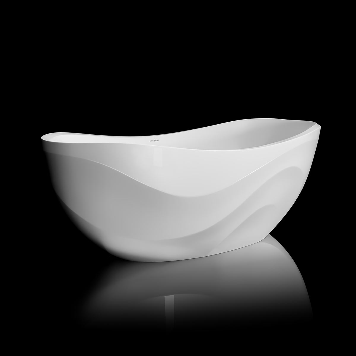 Victoria + Albert Seros 1800 bath, sculpted wave design stone bath inspired by Sophie Elizabeth Thompson sculptures. Available in Gloss White and Matt White in bath, vessel basin and pedestal basin formats. Distributed in Australia by Luxe by Design, Brisbane.