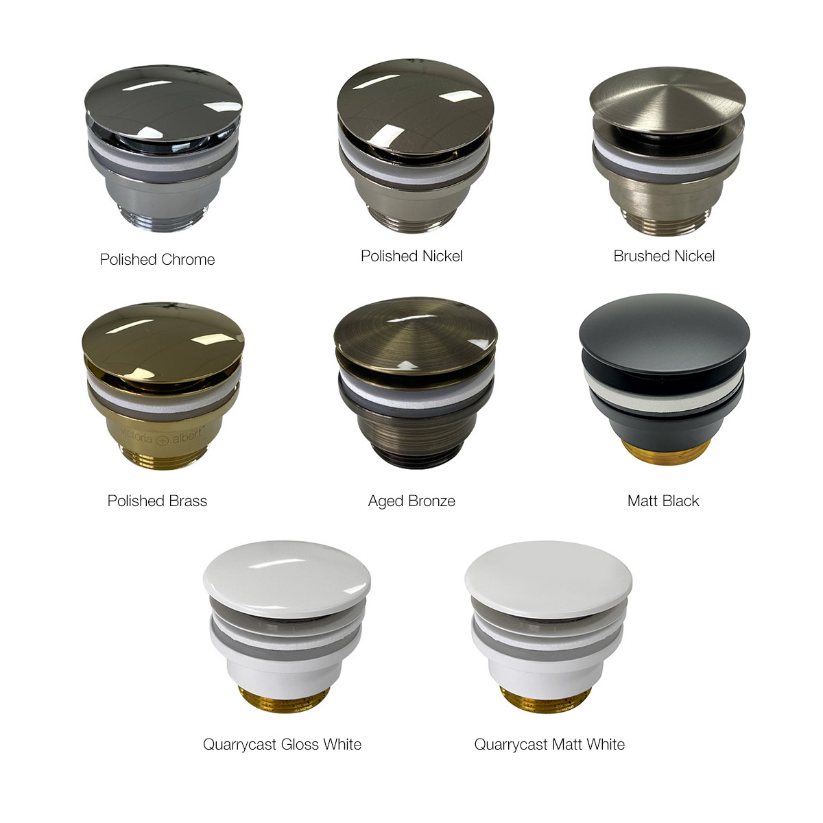 Victoria + Albert Kit 25 universal basin waste finishes. Distributed in Australia by Luxe by Design, Brisbane.