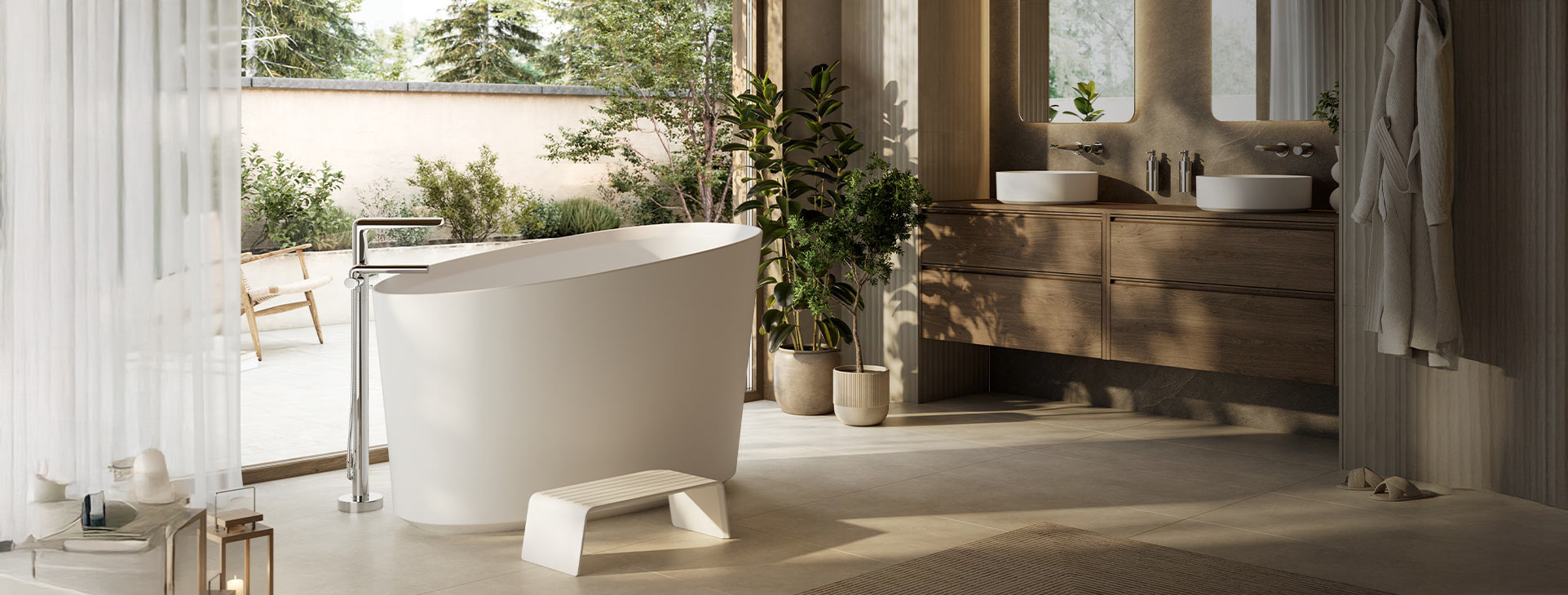 Victoria + Albert Kerid 1400 matt or gloss white sitter bath - cold plunge bath or hot soak bath, distributed in Australia by Luxe by Design. Brisbane.