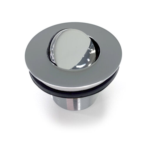 Victoria + Albert Kit 12 bath waste in Polished Chrome features a flip-coin mechanism. Available in gloss white., matte white, matte black, polished chrome, polished brass, polished nickel and brushed nickel.