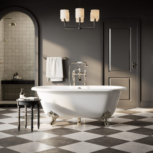 Victoria + Albert Cheshire 1650 clawfoot bath is made from a solid surface stone material, guaranteed for 25 years. Available with white stone, white metal, polished chrome, polished brass, polished nickel, brushed nickel or painted feet. Distributed in Australia by Luxe by Design, Brisbane.