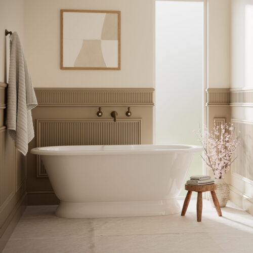 Victoria + Albert York 1650 bath is available in gloss white solid surface material, backed by a 25 year guarantee. Custom colour also available. Distributed in Australia by Luxe by Design, Brisbane.